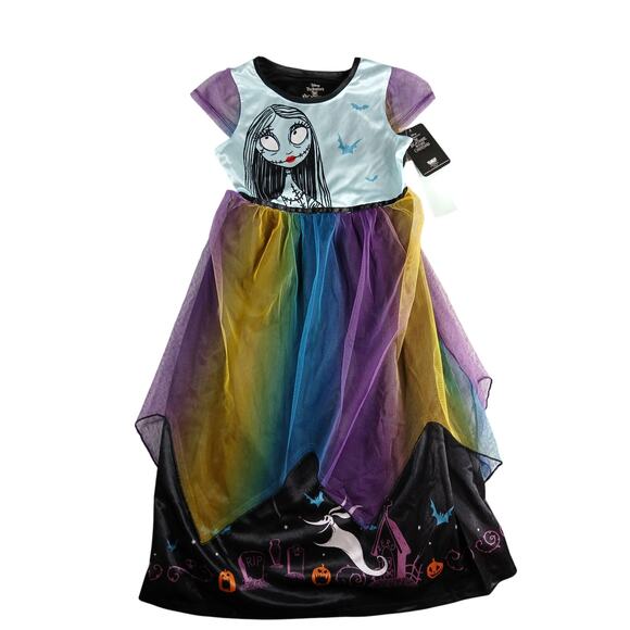 The Nightmare Before Christmas Dress Girls Medium Kids Long Sally Halloween NWT - Picture 1 of 8